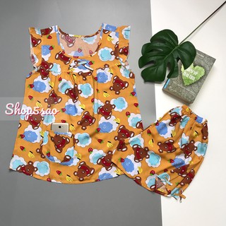 Đồ bộ lanh (tole) mặc nhà nữ SHOP5SAO quần đùi áo cánh tiên (40-56kg)