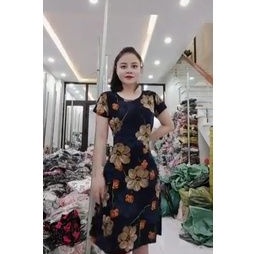 Đầm hoa trung niên free size đến 65kg