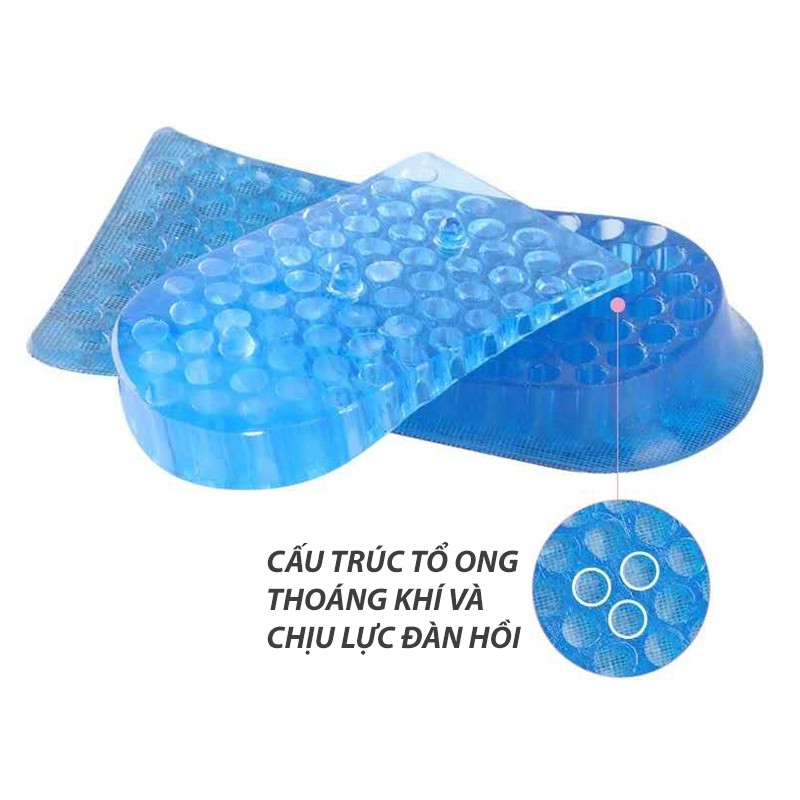 01 bộ lót giày độn đế tăng 3.5cm chiều cao loại 2 lớp cấu trúc tổ ong bề mặt ép vải cotton PK43