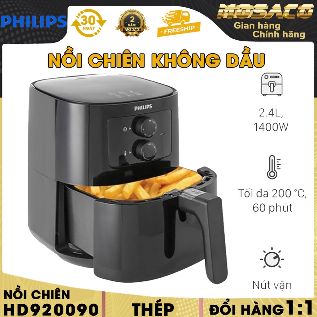 Nồi chiên không dầu Philips HD9200/90 2.4 lít Nồi chiên Thiết kế gọn đẹp, vỏ máy chất liệu nhựa cao cấp - MOSACO