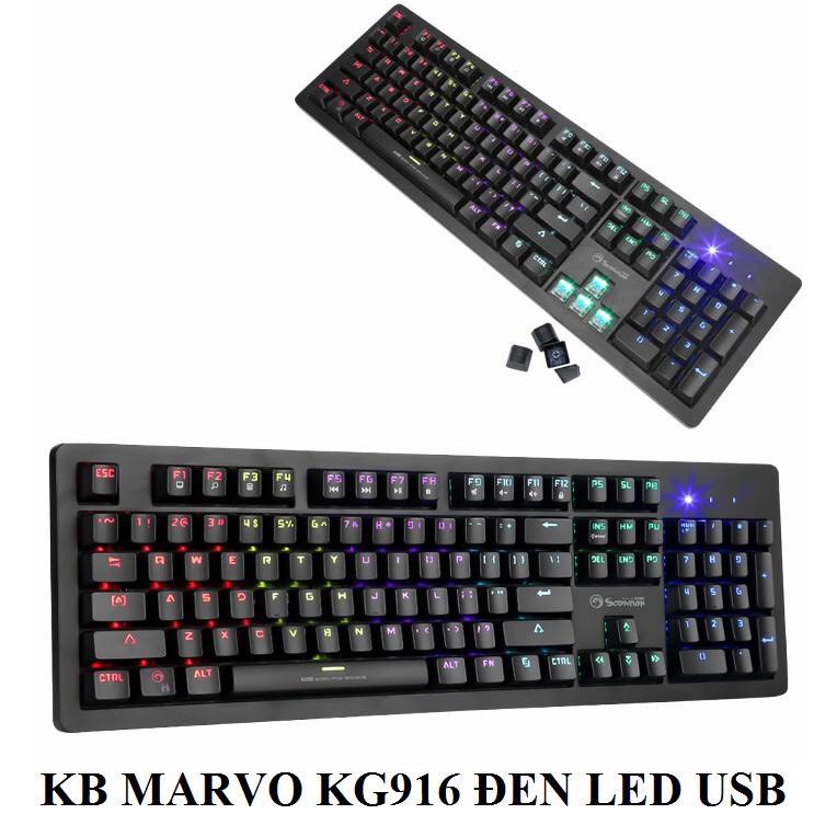 Bàn phím cổng USB Marvo KG 916 có đèn Led bàn phím máy tính bàn chơi game bàn phím cơ