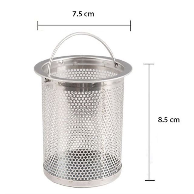 Lọc Rác bồn rửa chén inox lồng sâu có quai cầm tiện lợi - Dụng cụ lọc rác bồn rữa chén bằng inox , giỏ ly lọc rác