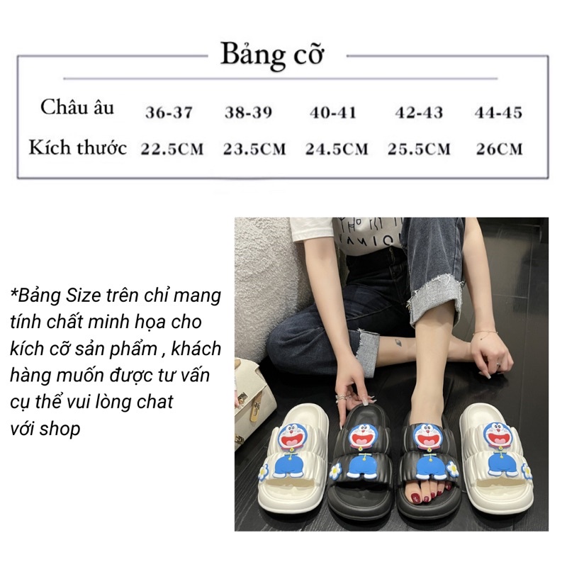 Dép Bánh Mì Nữ Gắn Hình Doraemon Dễ Thương form nhỏ tăng 1 size