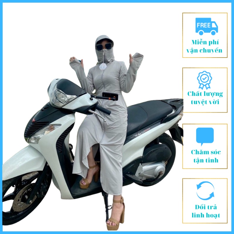 Áo Chống Nắng Nữ Dáng Dài Liền Thân 2 L ớp Áo Chống Nắng Dài Tay 17 | BigBuy360 - bigbuy360.vn
