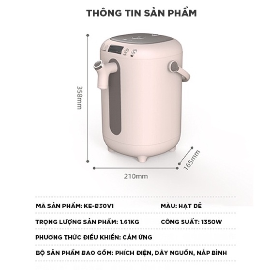 Bình đun nước thủy điện Bear ZDH-H30B1 3L thông minh , có tính năng khử clo và khoá trẻ em an toàn, bảo hành 12 tháng