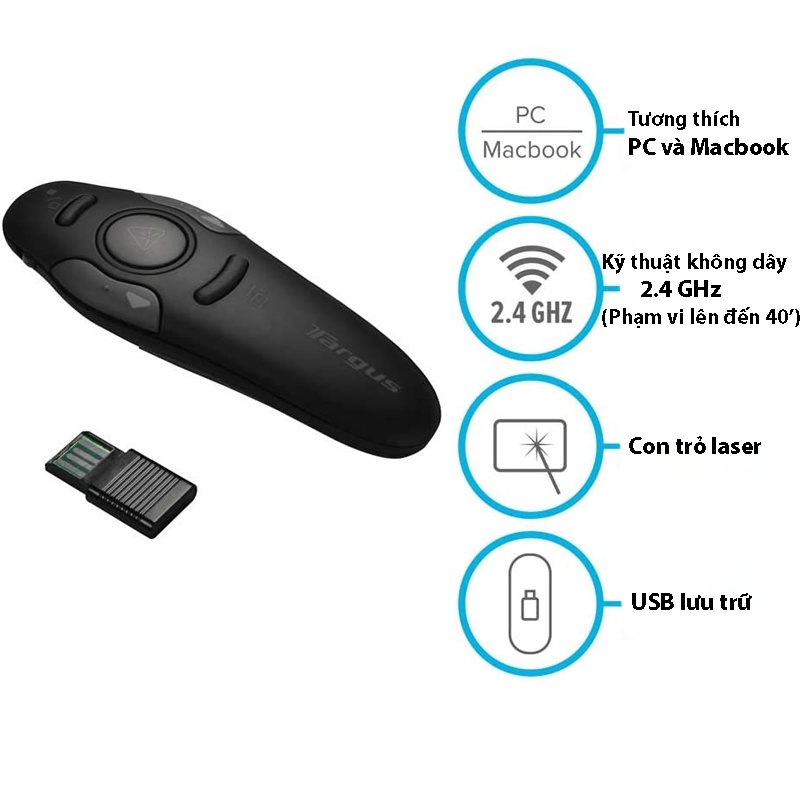 Bút trình chiếu TARGUS Wireless Presenter With Laser Pointer