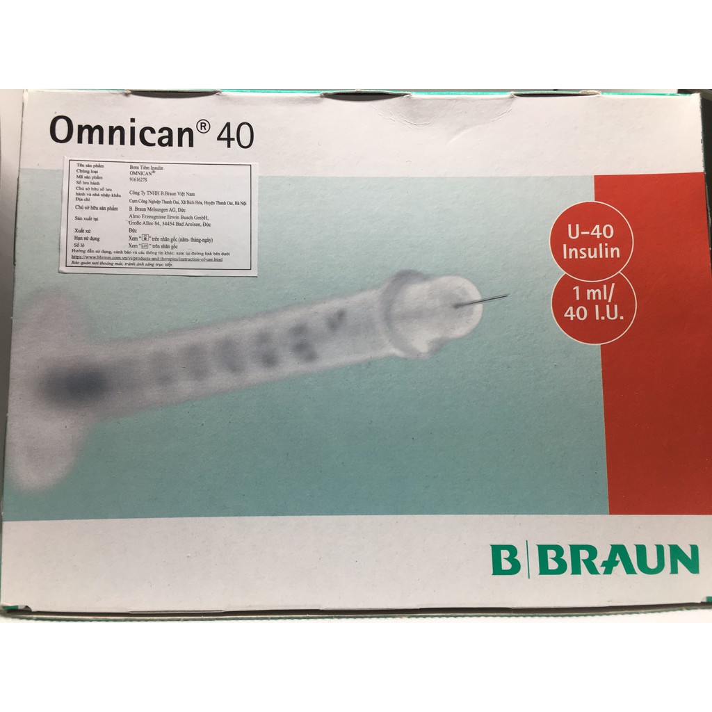 [Hộp 100 Cây ] Bơm Tiêm Insulin Bbraun 1ml Đỏ , Cam