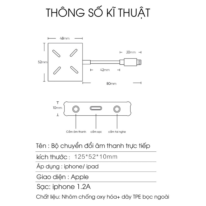 Cáp Chuyển Đổi Vừa Live Vừa Sạc Dùng Cho Thu Âm Hát Livestream Karaoke Âm Thanh Stereo,ĐàmThoại 2 Chiều -dc4384
