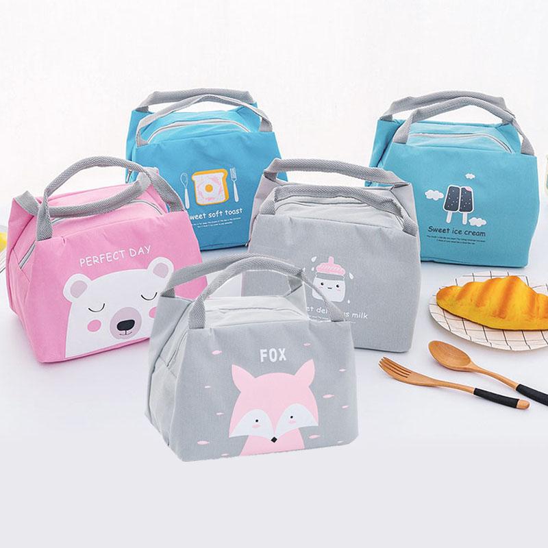 Túi đựng hộp cơm trưa bằng vải canvas họa tiết hoạt hình đáng yêu