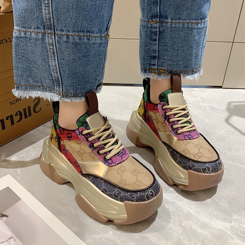 Giày Sneaker In Họa Tiết Màu Sắc Tương Phản Thời Trang Thường Ngày Cho Nữ
