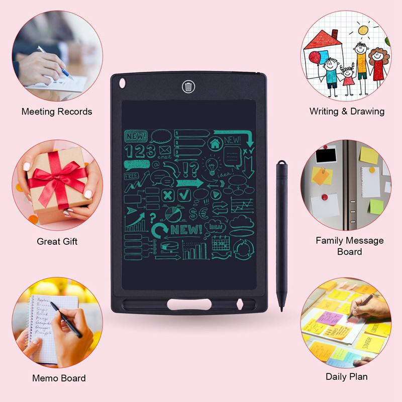 Writing Drawing Tablet 12Inch Digital LCD Graphic Board Handwriting Board Kids Education Portable Ultra-Thin Board Black