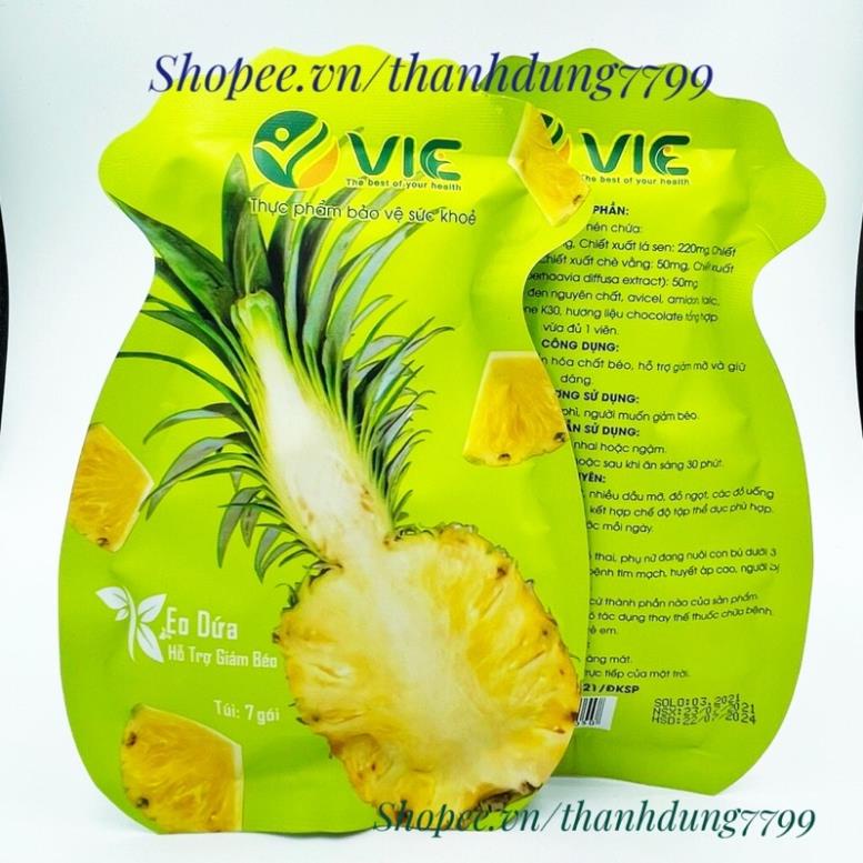 [hot sale]Kẹo dứa Plus giảm cân VIC organic, hỗ trợ giảm mỡ, giảm thèm ăn ( 1 túi 7 viên) hàng cty