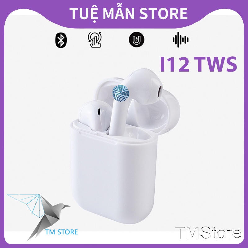 tai nghe i12 TM SHOP cảm ứng cho adroid và ios , Tai nghe Bluetooth không dây i12 TWS âm thanh nổi