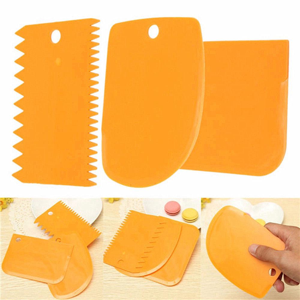 3pcs Set Plastic Dough Icing Fondant Scraper Cake