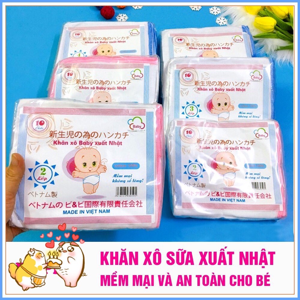 [FREESHIP ĐƠN 50K] SET 10C KHĂN XÔ SỮA 2-3-4 LỚP