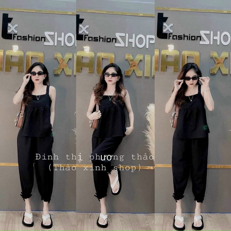 𝗕𝗜𝗚 𝗦𝗜𝗭𝗘 Set Quần Dài Áo Baby Doll 𝟲𝟬-𝟵𝟱𝗸𝗴