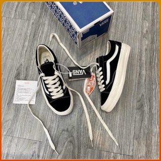 Giày thể thao vans vault old skool đen kẻ trắng nhung nỉ cao cấp 2021