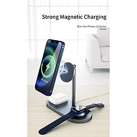 Đế Sạc Wiwu Power Air X23 3 In 1 Dành Cho Apple Watch, Iphone 12 Series, Nhanh 15W - Hàng Chính Hãng