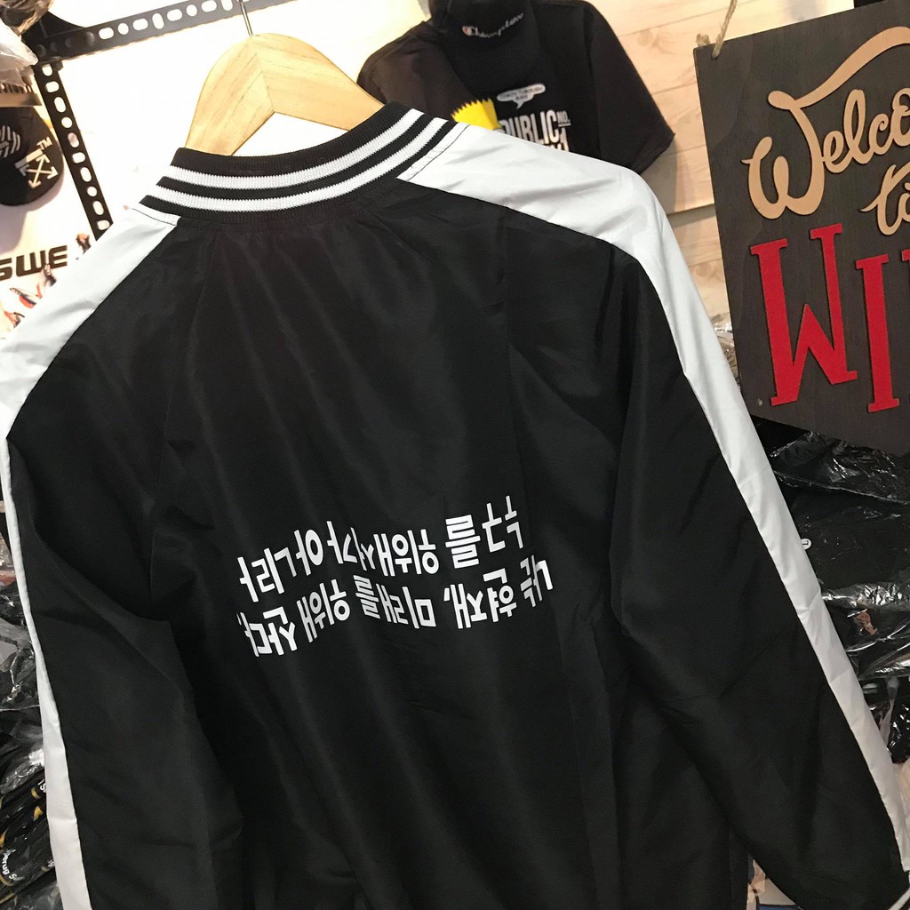 ÁO KHOÁC DÙ BOMBER CHỮ NHẬT Unisex ẢNH THẬT
