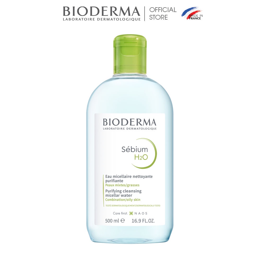 [CHÍNH HÃNG] Dung dịch làm sạch và tẩy trang Micellar cho da hỗn hợp đến da dầu Bioderma Sébium H2O 500ml