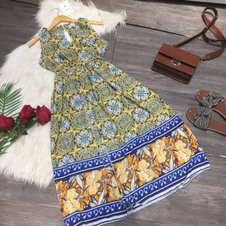 Đầm maxi hoa xẻ đùi