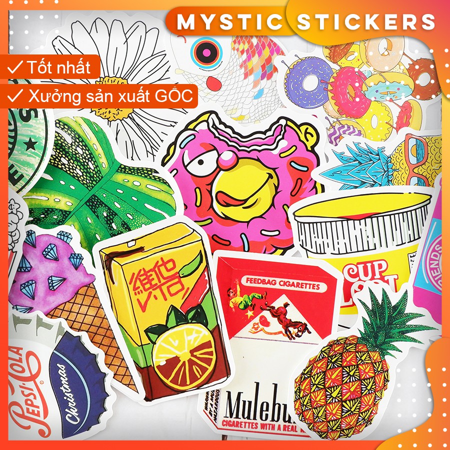 [SET TỔNG HỢP #9] 100 Sticker chống nước/ trang trí, set mix ,dán xe laptop mũ bảo hiểm vali...