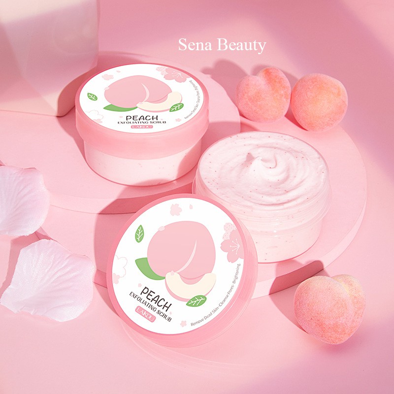 Tẩy da chết đào dành cho mặt Peach Exfoliating Scrub Laikou 90G Sena Beauty