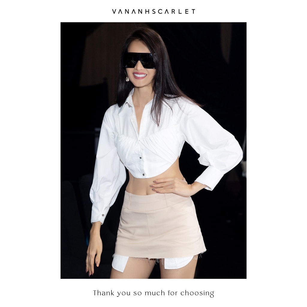 Áo sơ mi nữ VANANHSCARLET kèm chân váy chữ A