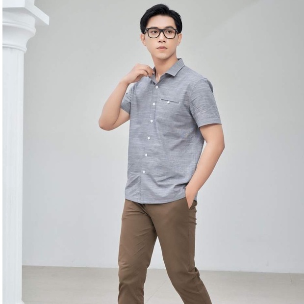 Áo sơ mi Nam ngắn tay Smart Casual DGCs cotton thoáng mát SASNCB37M-S