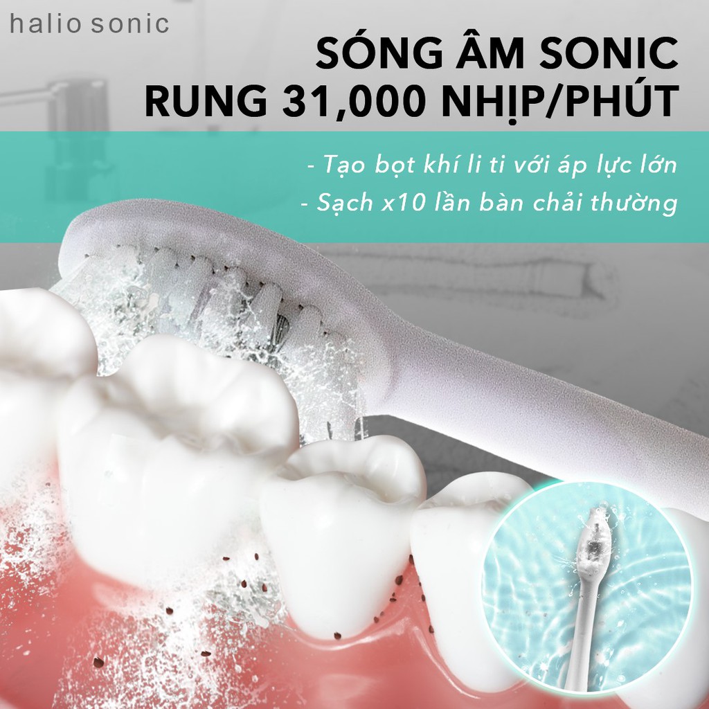 Bàn Chải Điện Làm Trắng Răng Halio Sonic Whitening Electric Toothbrush PRO - White