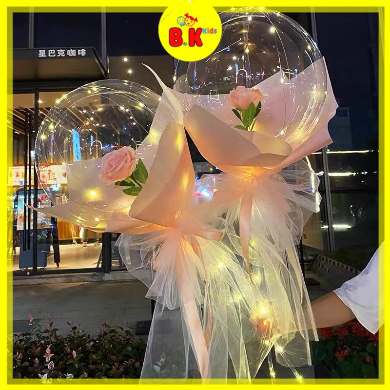 Bong Bóng Phát Sáng Bó Hoa Hồng Trong Suốt Bóng Bobo Tăng Ngày Lễ Tình Nhân Món Quà Tiệc Sinh Nhật Đồ Trang Trí Đám Cưới