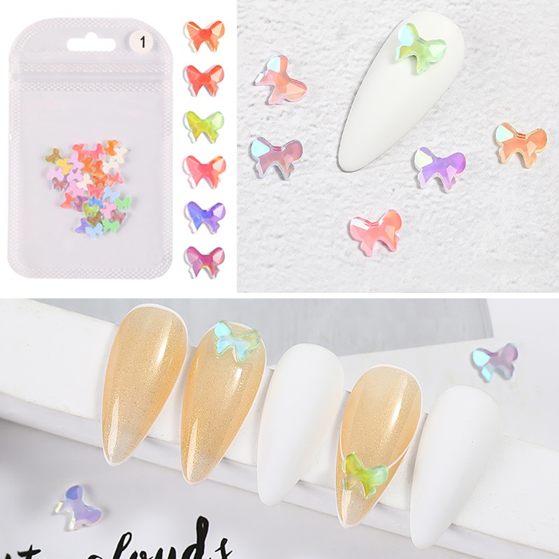 Set 30 Miếng Dán Trang Trí Móng Tay Hình Nơ 3D DIY Cr