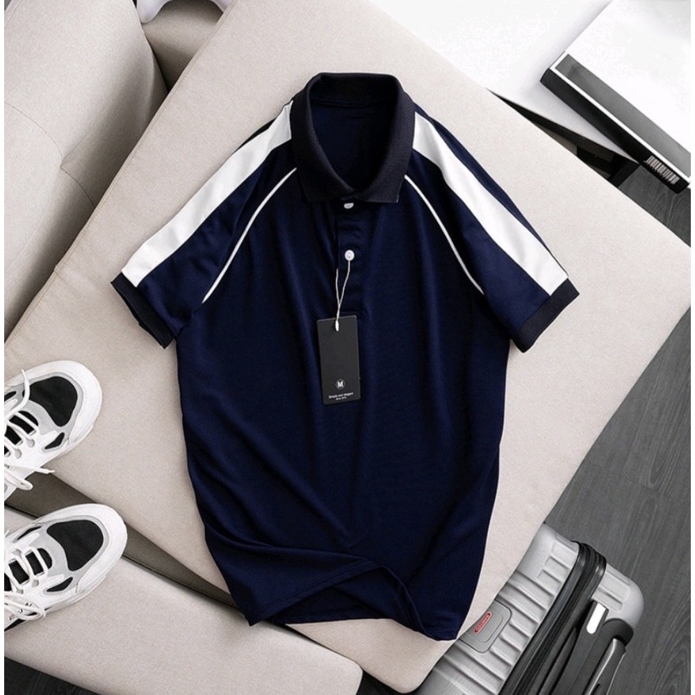 Áo Thun Nam có cổ Q5 phối màu vải cá sấu cotton CVC co dãn thanh lịch