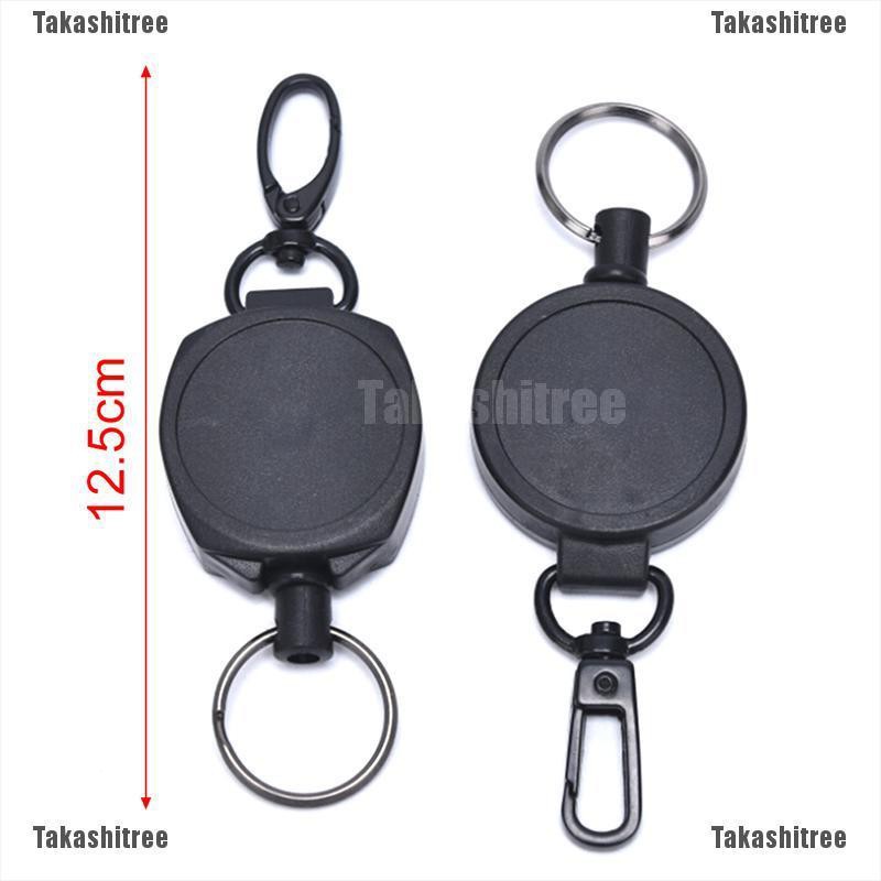 Takashitree♥Badge Reel Pull Keychain Retractable ID Holder Security Card Clip Key Ring Black