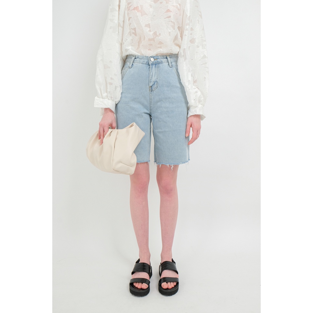 Quần Short Jeans Lửng Maroon Biker | HQ3258 | Lana Official