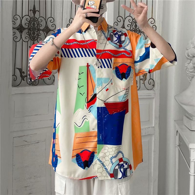 Áo Sơ Mi Nam Ngắn Tay In Hoa Văn 3d Cổ Điển 2021. (Size M-3Xl) | BigBuy360 - bigbuy360.vn