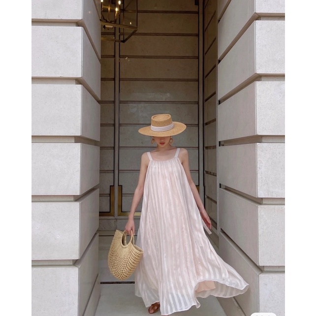 Jane Đầm suông đi biển sọc hoa văn sang trọng C272