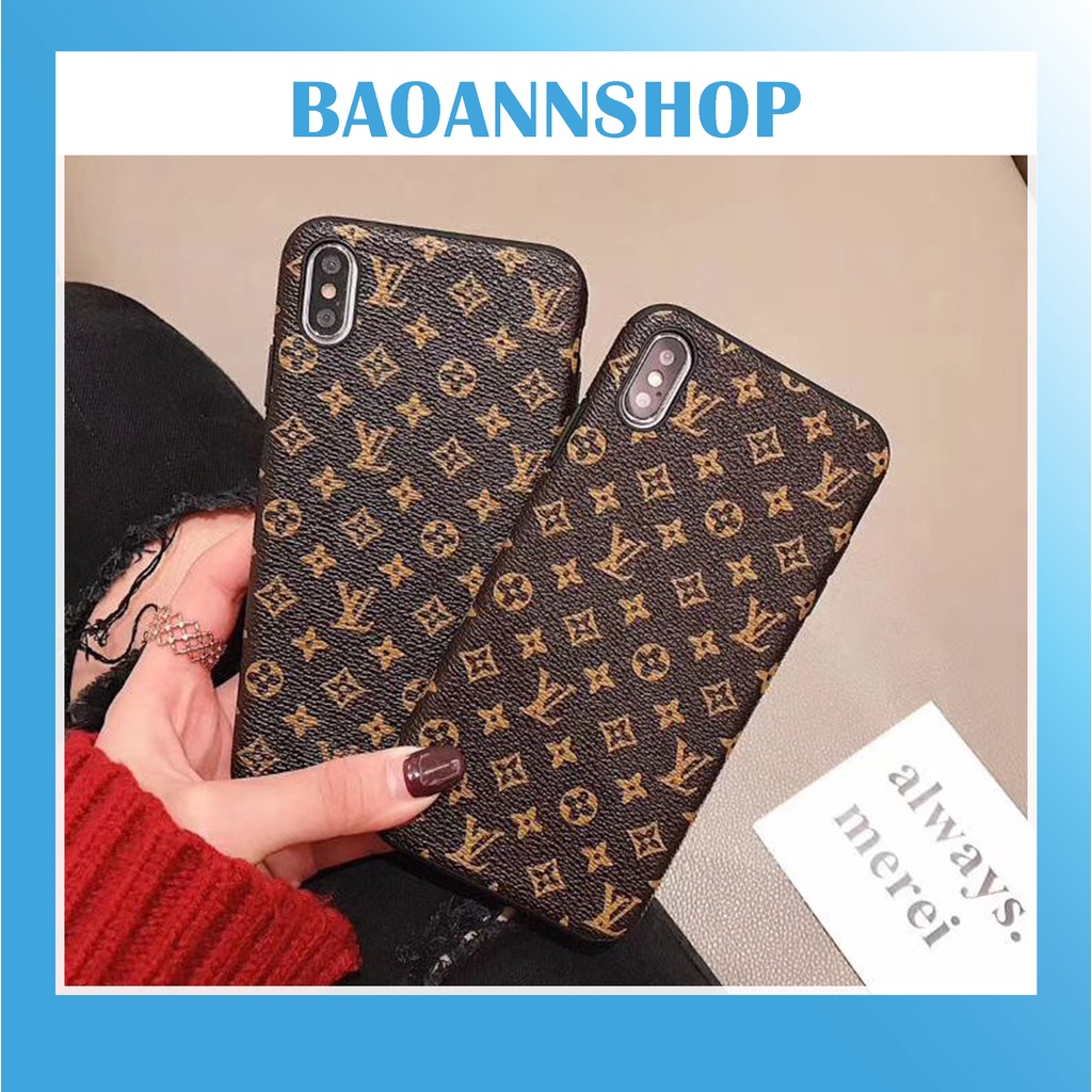 Ốp lưng iphone LV da sần màu nâu dẻo bảo vệ camera cho 7plus/8plus/x/xs/xsmax/11/12/pro/max/plus/promax