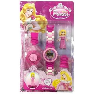 Mẫu A - Đồng hồ Lego công chúa lắp ráp xoay trên mặt đồng hồ