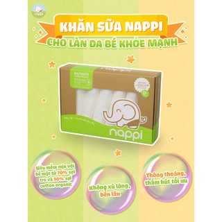 Khăn sữa sợi tre Nappi hộp 6 khăn
