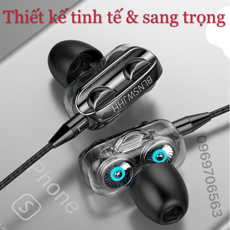 [Bản Nâng Cấp] Tai Nghe Chống Ồn Cao Cấp WJHH Super Bass 2021 Thế Hệ Mới Siêu Cao Cấp, Loa kép, Tai Phone Có Dây