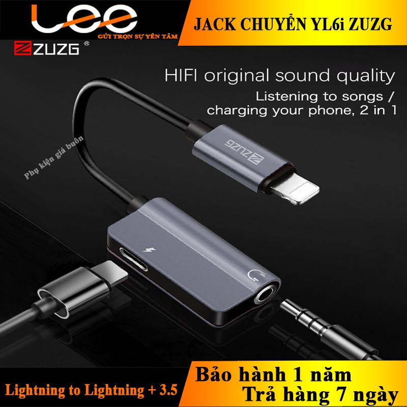 Jack Chuyển đổi tai nghe cho iphone 2 in 1 Vừa Sạc Vừa Nghe vừa có mic chân lightning YL6i ZUZG