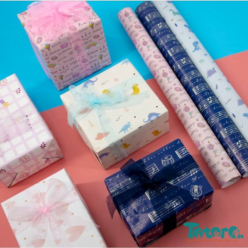 Giấy gói quà hoạ tiết Vintage Hoa Lá rừng Động Vật tròn ú Noel Giáng Sinh và họa tiết dễ thương khác