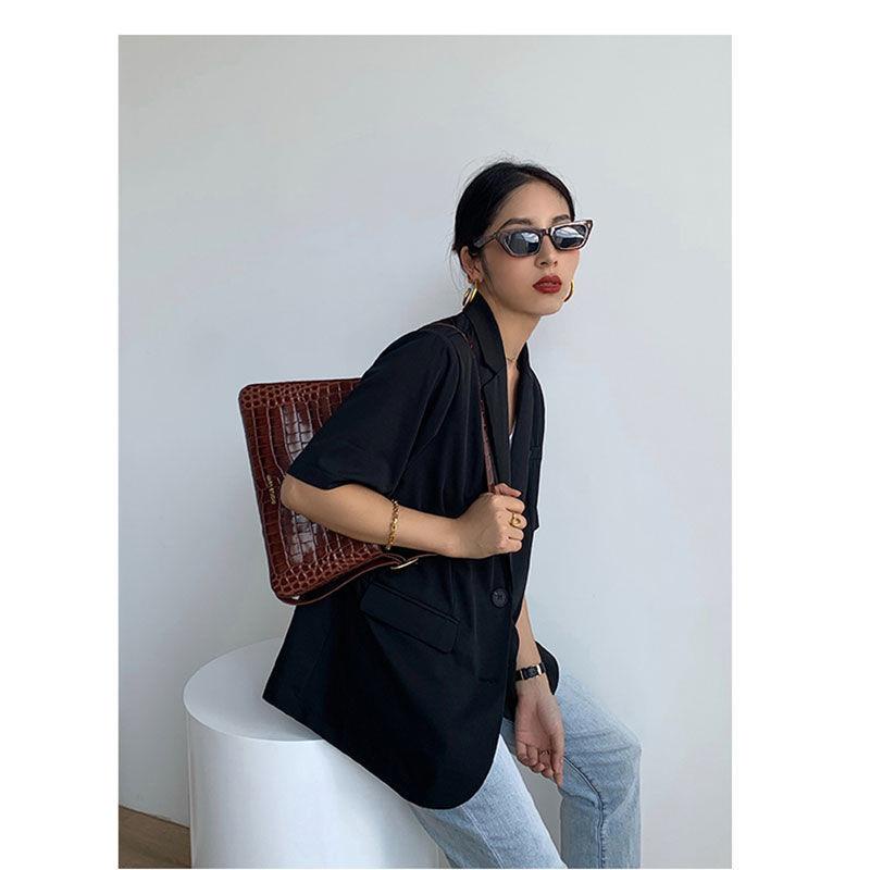 Áo Khoác Vest Tay Ngắn Màu Đen Thời Trang Mùa Hè 2022 Dễ Phối Đồ Phong Cách Hàn Quốc