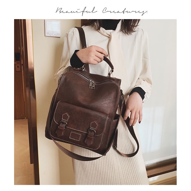 BALO DA❤️FREESHIP❤️BALO VINTAGE BALO ĐI HỌC THỜI TRANG CÁ TÍNH BALO VUÔNG ĐEO CHÉO