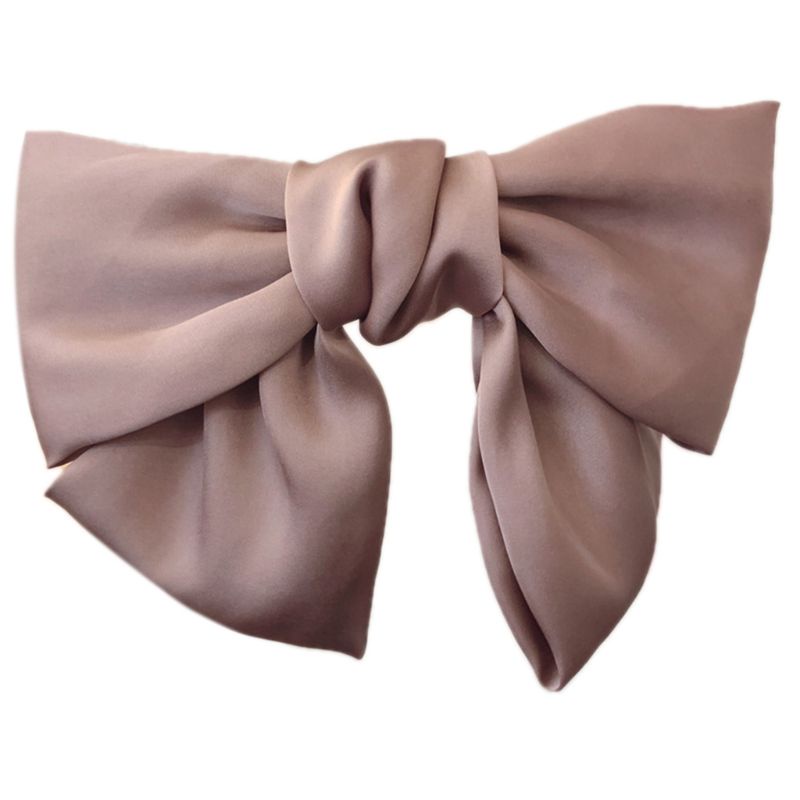 Kẹp Tóc Nơ Hai Lớp Bằng Vải Satin Phong Cách Vintage Hàn Quốc