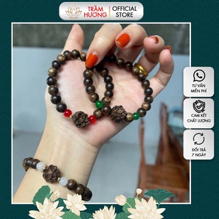 Vòng tay trầm hương đá phong thủy - trầm hương sánh chìm hương tự nhiên, dịu nhẹ vtth29