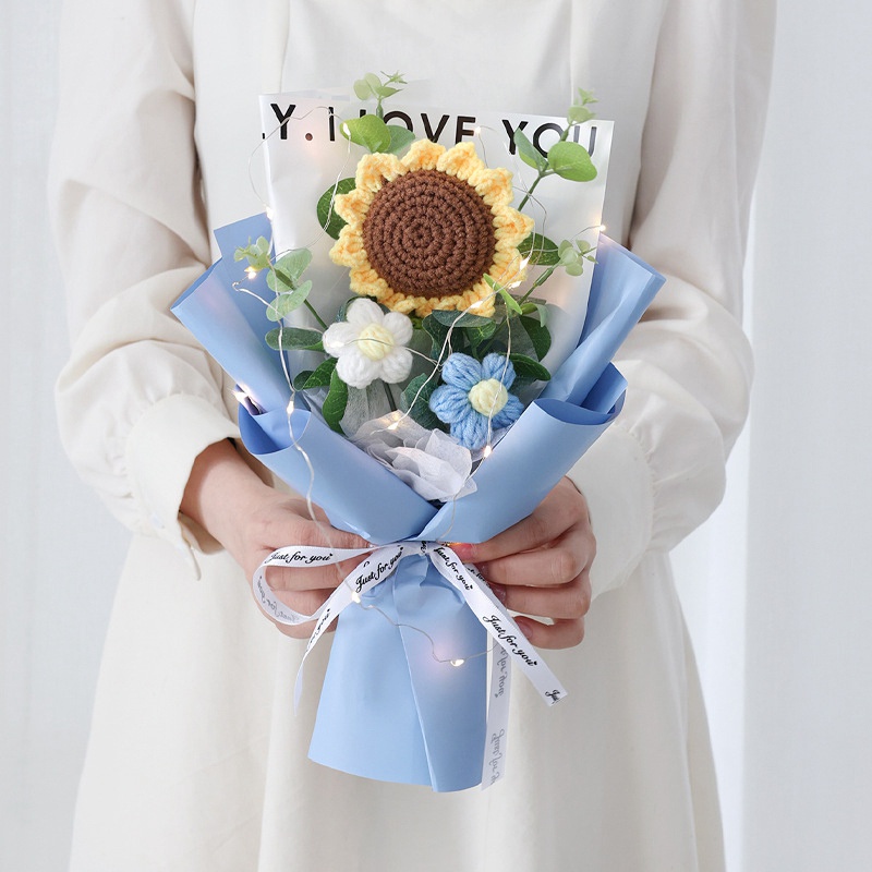 1 Bó Hoa Hướng Dương Nhân Tạo Lãng Mạn Dùng Làm Quà Tặng Valentine / Đám Cưới