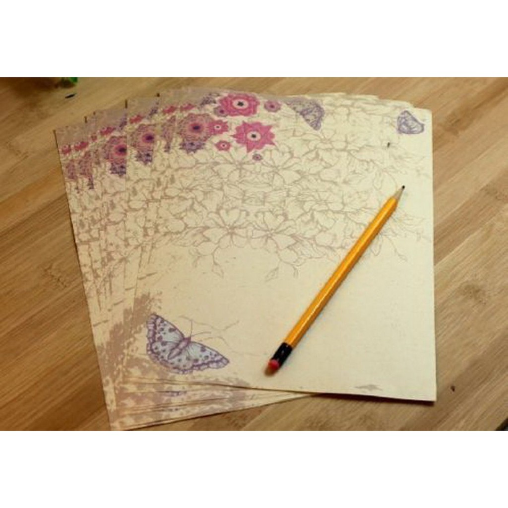 10 Tấm giấy chuyên viết thơ in hoa lá phong cách retro cổ điển