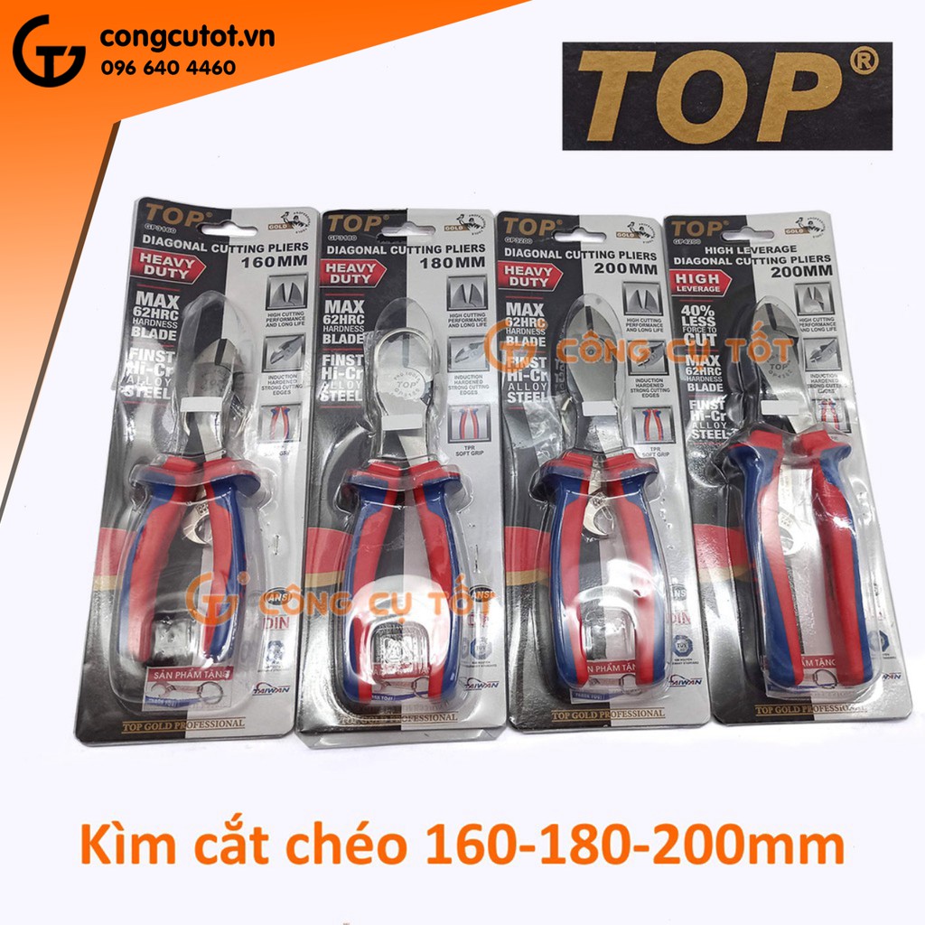 Kìm cắt chéo cao cấp 160mm TopGold lưỡi thép giàu Crôm tôi cao tần độ cứng HRC62